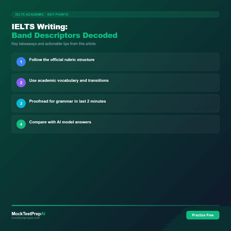 IELTS Writing: Band Descriptors Decoded infographic