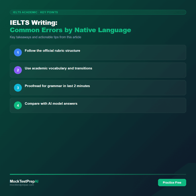 IELTS Writing: Common Errors by Native Language infographic
