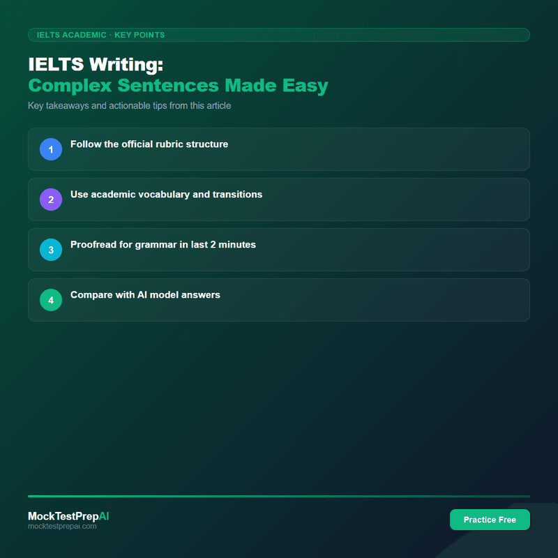 IELTS Writing: Complex Sentences Made Easy infographic