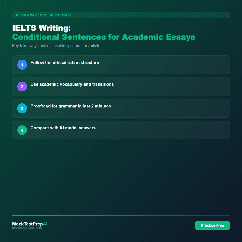 IELTS Writing: Conditional Sentences for Academic Essays infographic