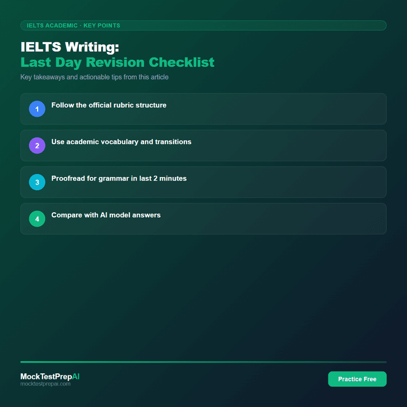 IELTS Writing: Last Day Revision Checklist infographic