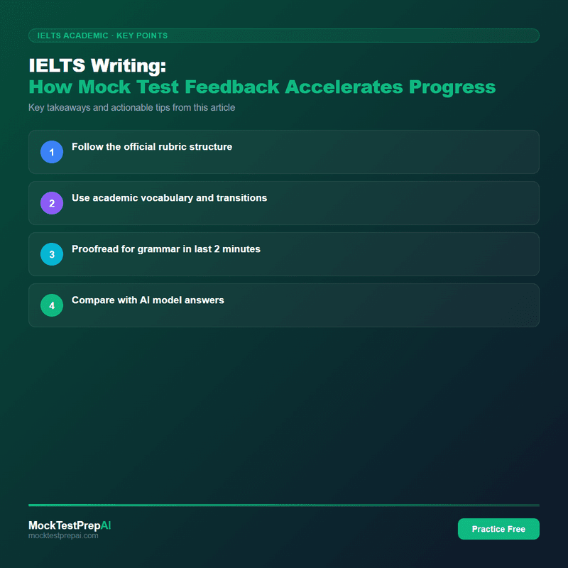 IELTS Writing: How Mock Test Feedback Accelerates Progress infographic