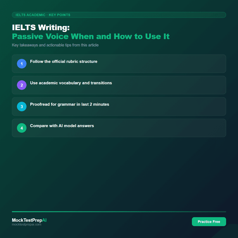 IELTS Writing: Passive Voice When and How to Use It infographic