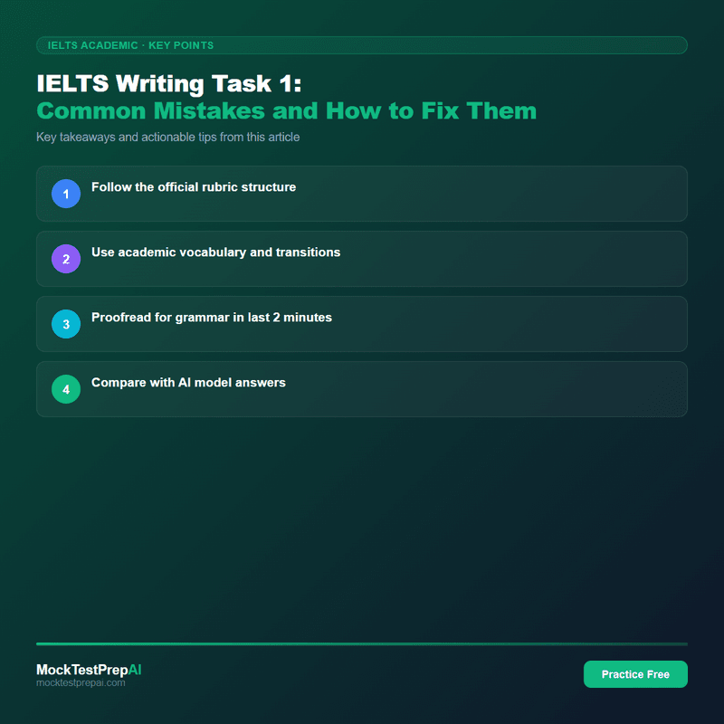 IELTS Writing Task 1: Common Mistakes and How to Fix Them infographic