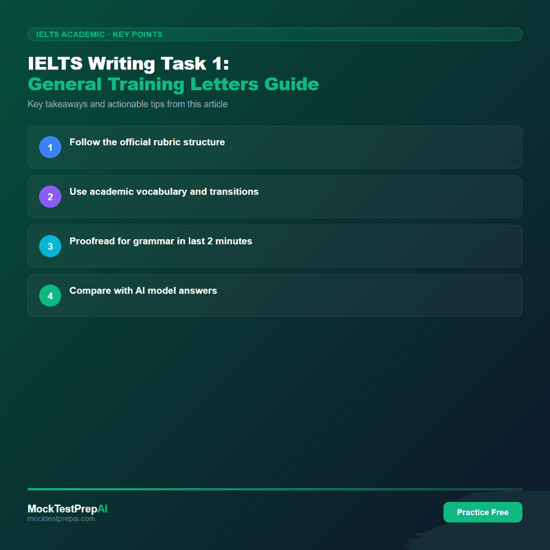 IELTS Writing Task 1: General Training Letters Guide infographic