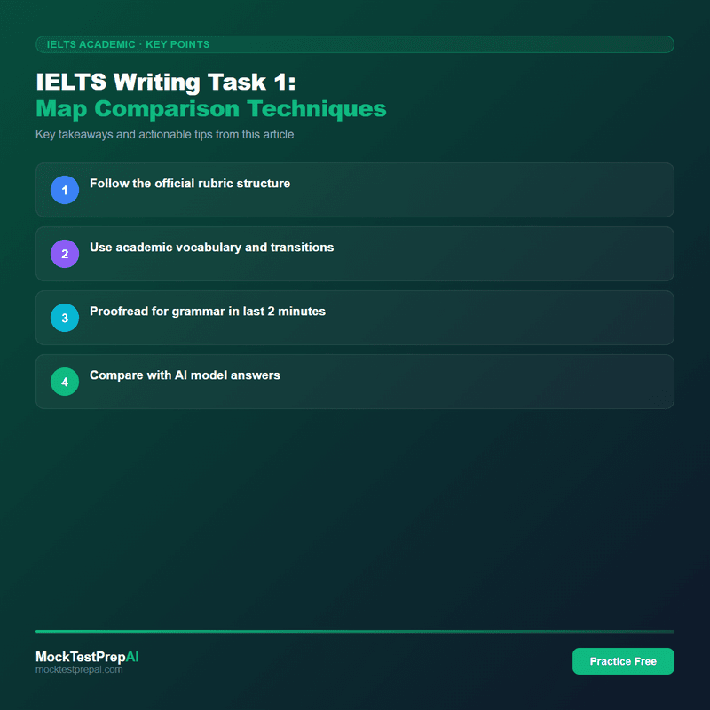 IELTS Writing Task 1: Map Comparison Techniques infographic