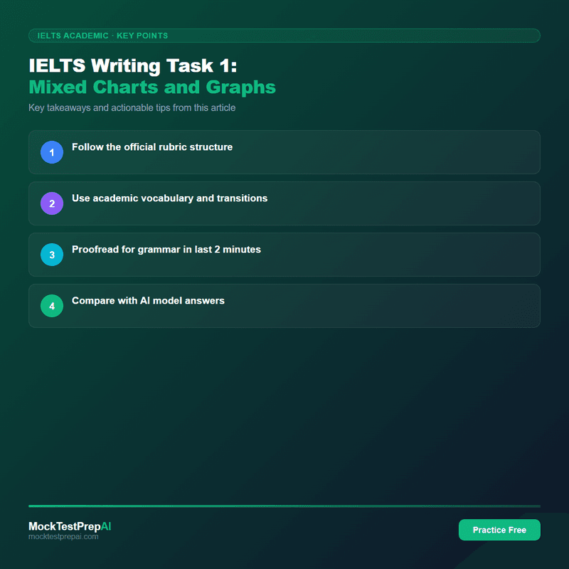 IELTS Writing Task 1: Mixed Charts and Graphs infographic