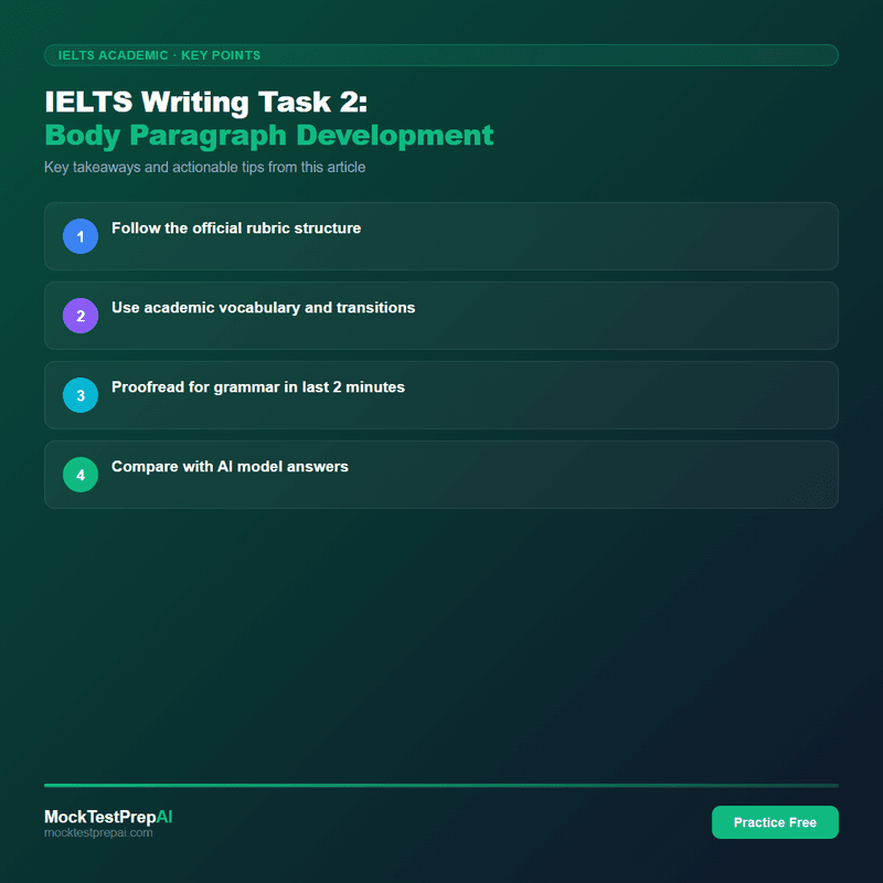 IELTS Writing Task 2: Body Paragraph Development infographic