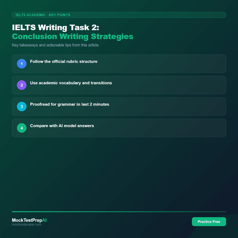IELTS Writing Task 2: Conclusion Writing Strategies infographic
