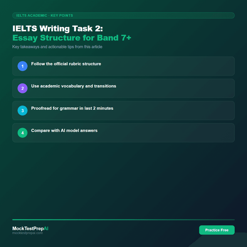 IELTS Writing Task 2: Essay Structure for Band 7+ infographic