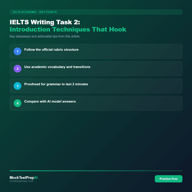 IELTS Writing Task 2: Introduction Techniques That Hook infographic