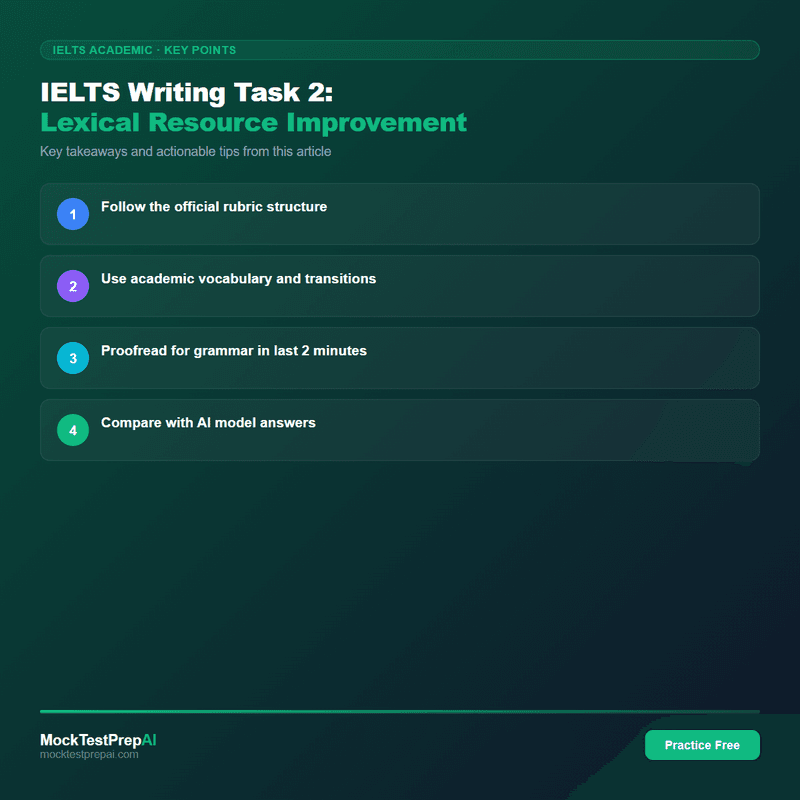 IELTS Writing Task 2: Lexical Resource Improvement infographic