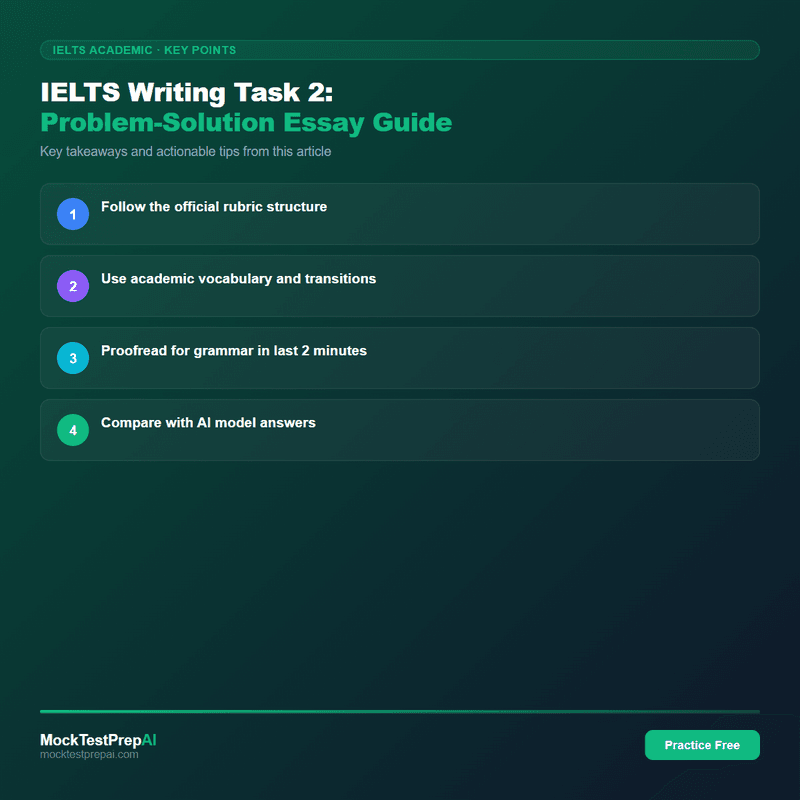 IELTS Writing Task 2: Problem-Solution Essay Guide infographic