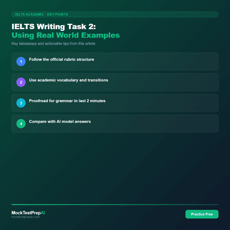 IELTS Writing Task 2: Using Real World Examples infographic
