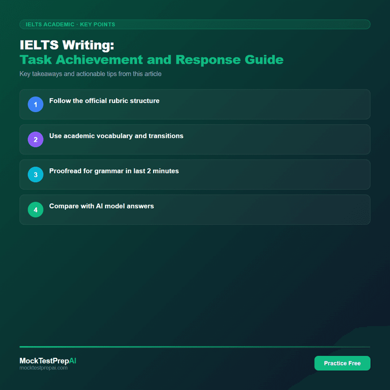 IELTS Writing: Task Achievement and Response Guide infographic
