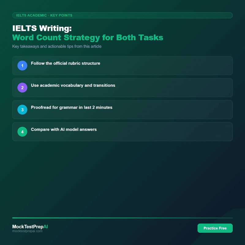 IELTS Writing: Word Count Strategy for Both Tasks infographic