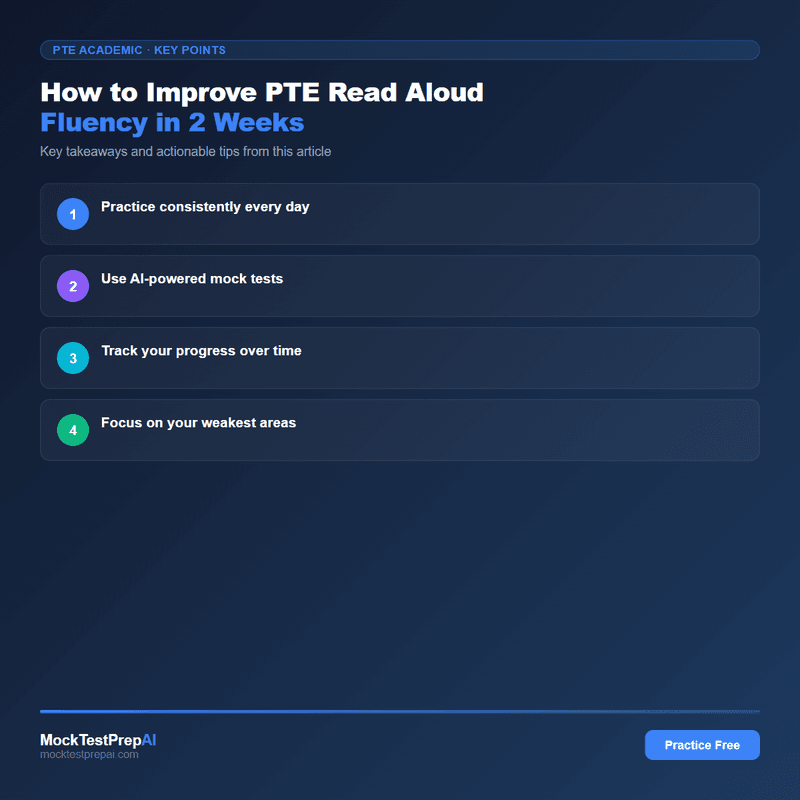 How to Improve PTE Read Aloud Fluency in 2 Weeks infographic