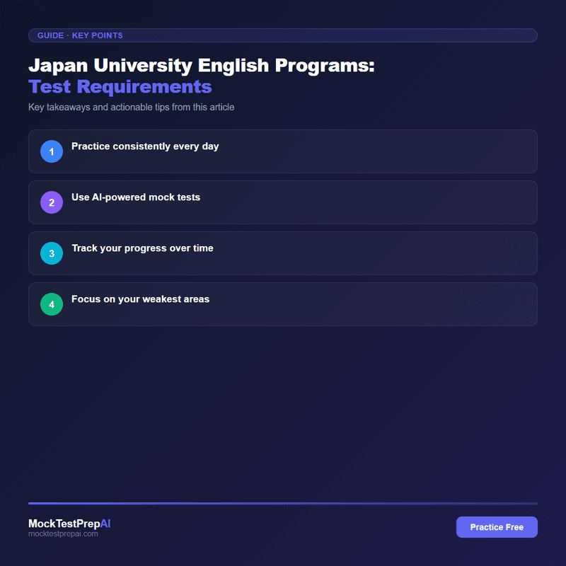 Japan University English Programs: Test Requirements infographic