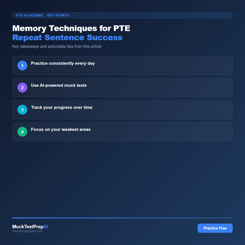 Memory Techniques for PTE Repeat Sentence Success infographic