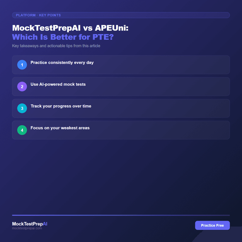 MockTestPrepAI vs APEUni: Which Is Better for PTE? infographic