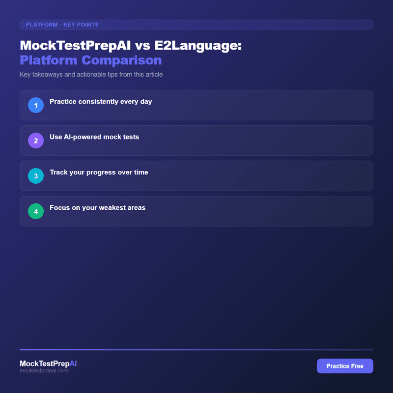 MockTestPrepAI vs E2Language: Platform Comparison infographic