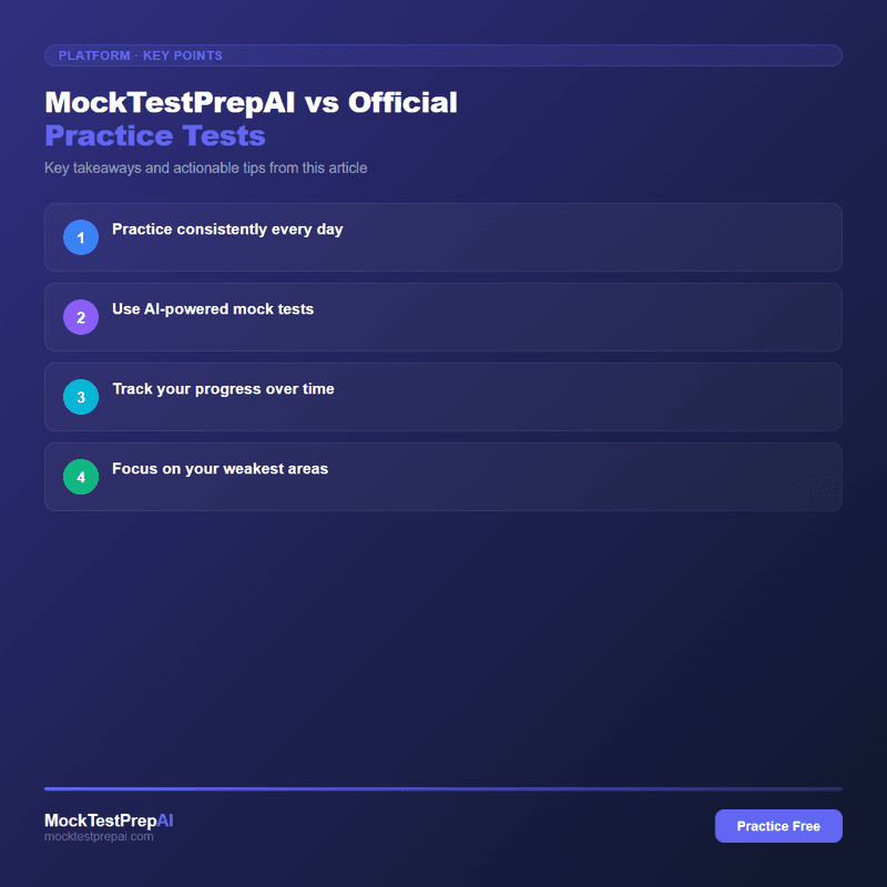MockTestPrepAI vs Official Practice Tests infographic