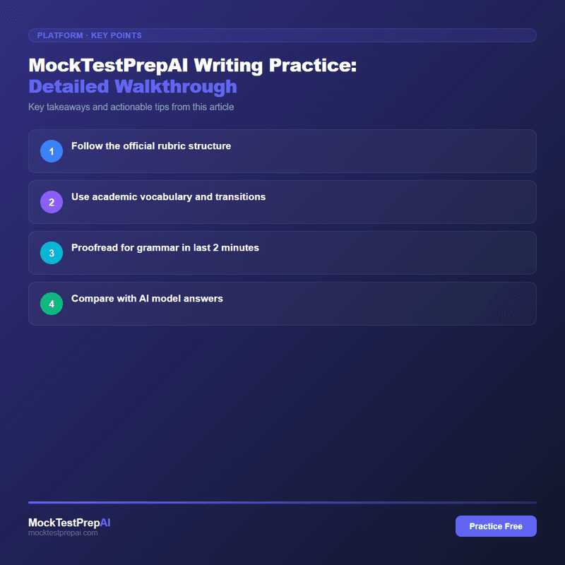 MockTestPrepAI Writing Practice: Detailed Walkthrough infographic