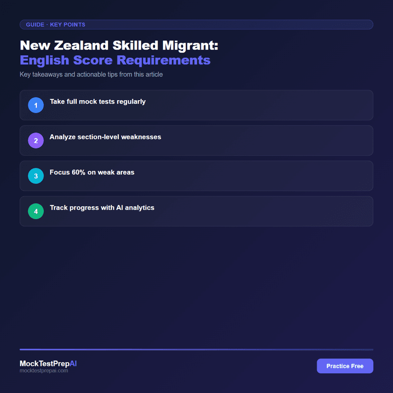 New Zealand Skilled Migrant: English Score Requirements infographic
