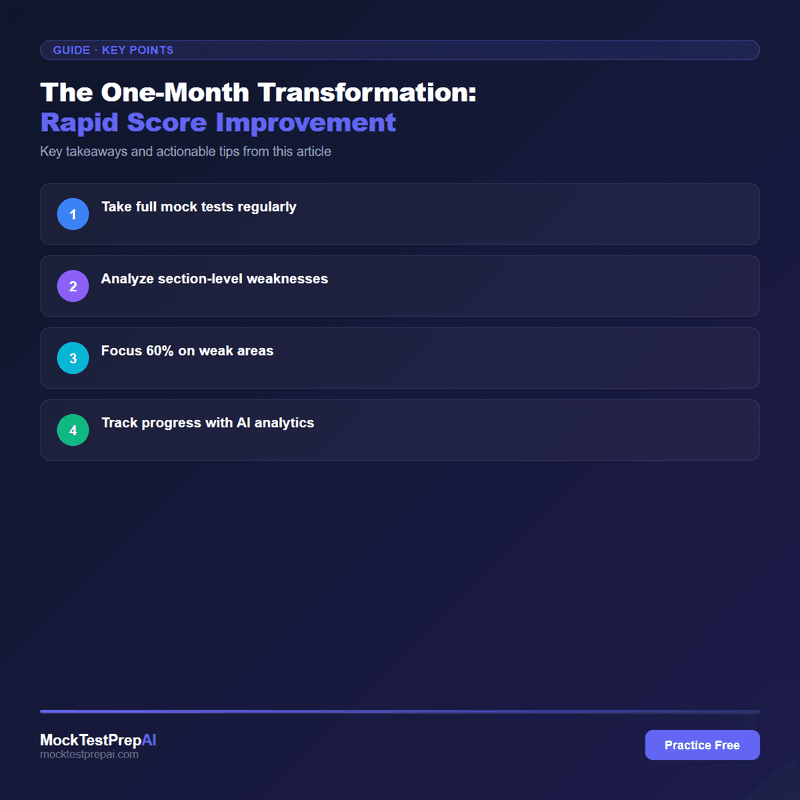 The One-Month Transformation: Rapid Score Improvement infographic