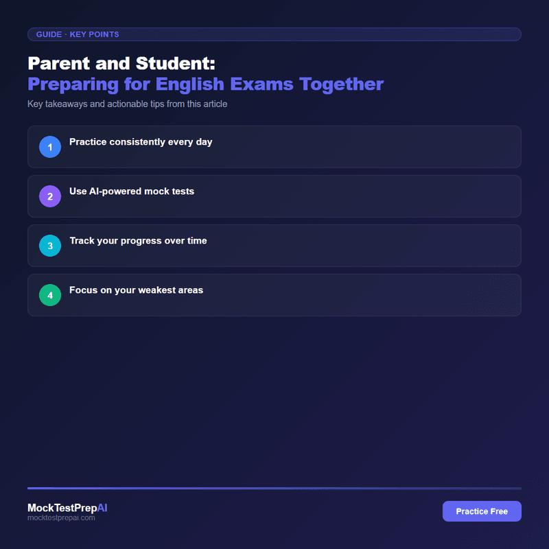 Parent and Student: Preparing for English Exams Together infographic