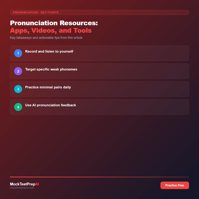 Pronunciation Resources: Apps, Videos, and Tools infographic