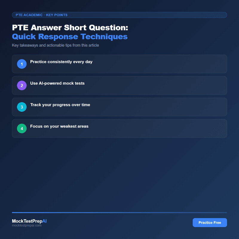 PTE Answer Short Question: Quick Response Techniques infographic