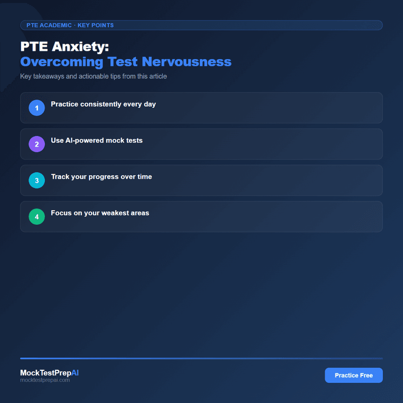 PTE Anxiety: Overcoming Test Nervousness infographic