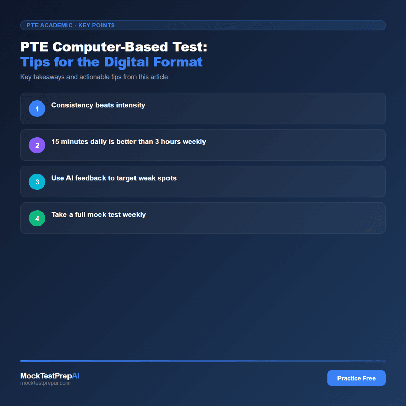 PTE Computer-Based Test: Tips for the Digital Format infographic
