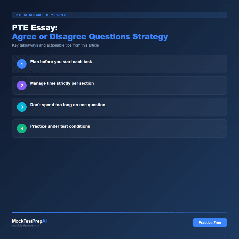 PTE Essay: Agree or Disagree Questions Strategy infographic