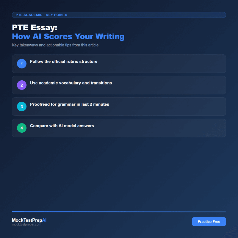 PTE Essay: How AI Scores Your Writing infographic