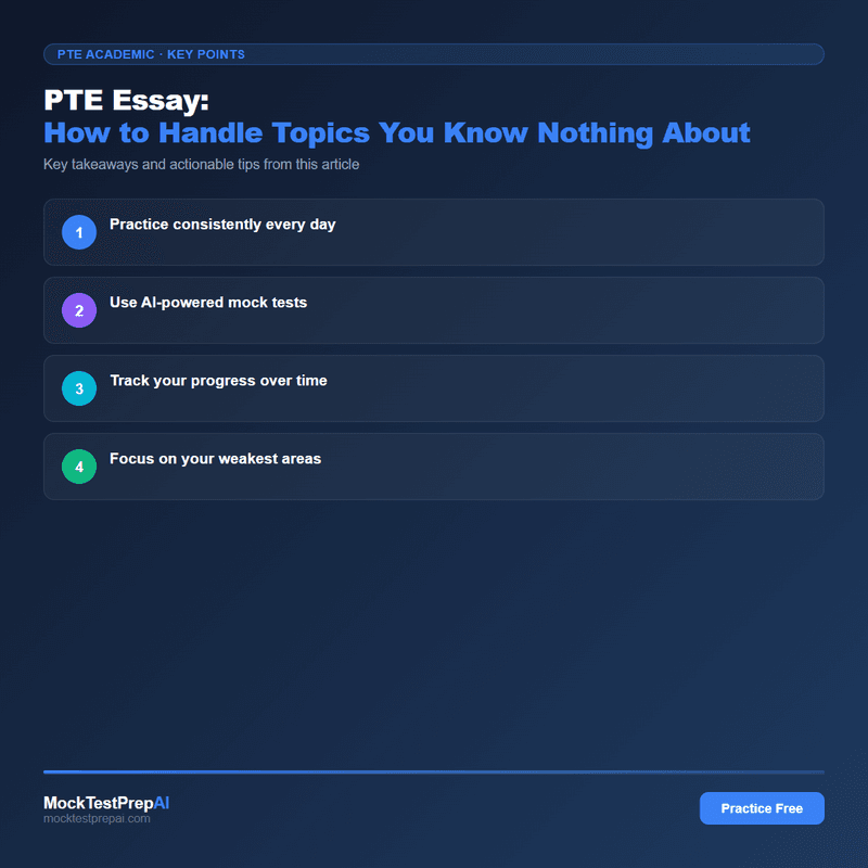PTE Essay: How to Handle Topics You Know Nothing About infographic