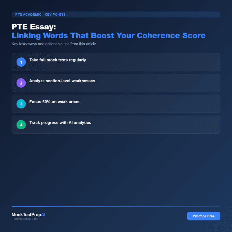 PTE Essay: Linking Words That Boost Your Coherence Score infographic