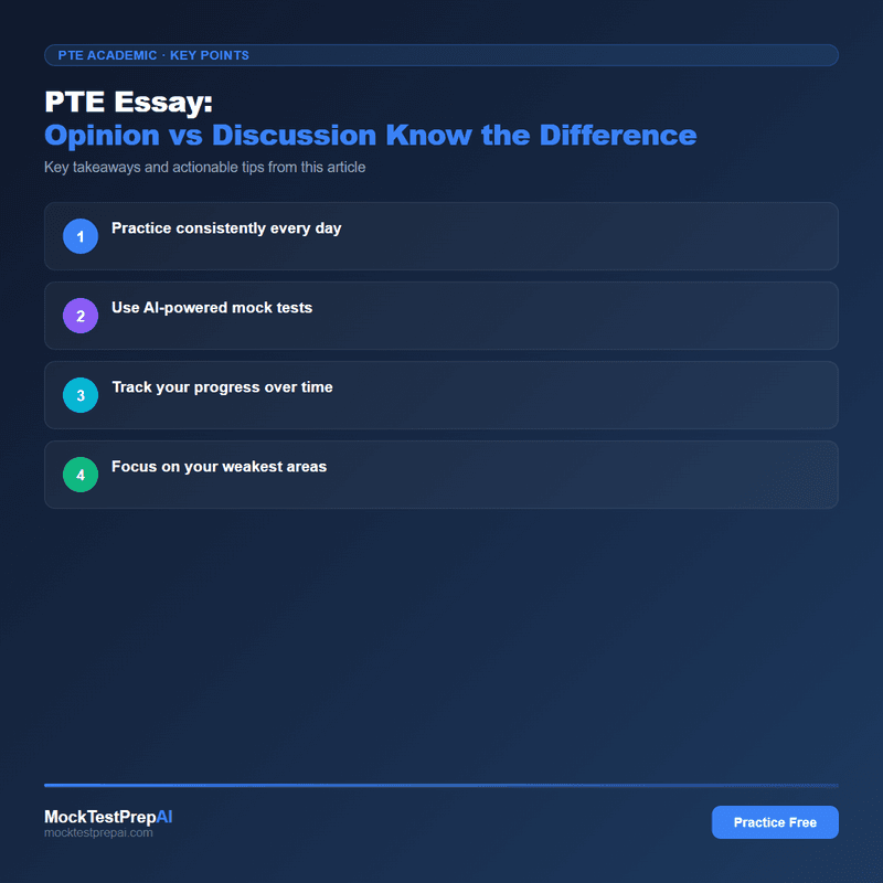 PTE Essay: Opinion vs Discussion Know the Difference infographic
