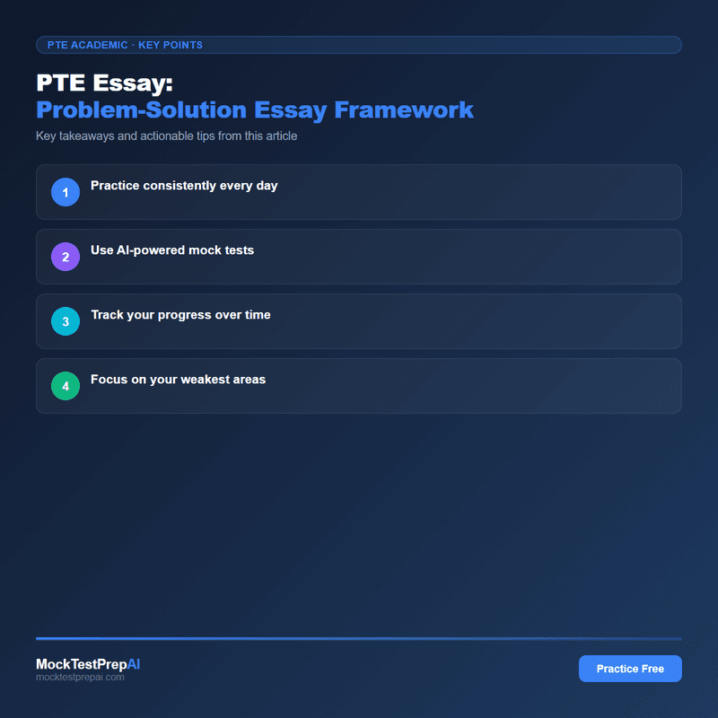 PTE Essay: Problem-Solution Essay Framework infographic