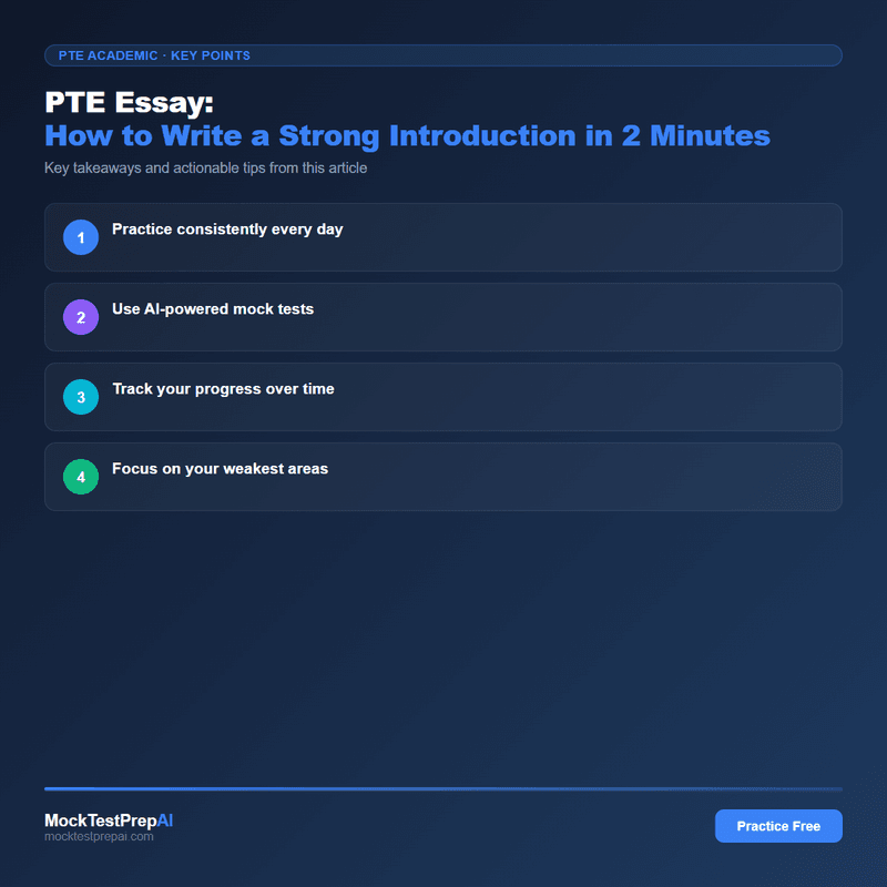 PTE Essay: How to Write a Strong Introduction in 2 Minutes infographic