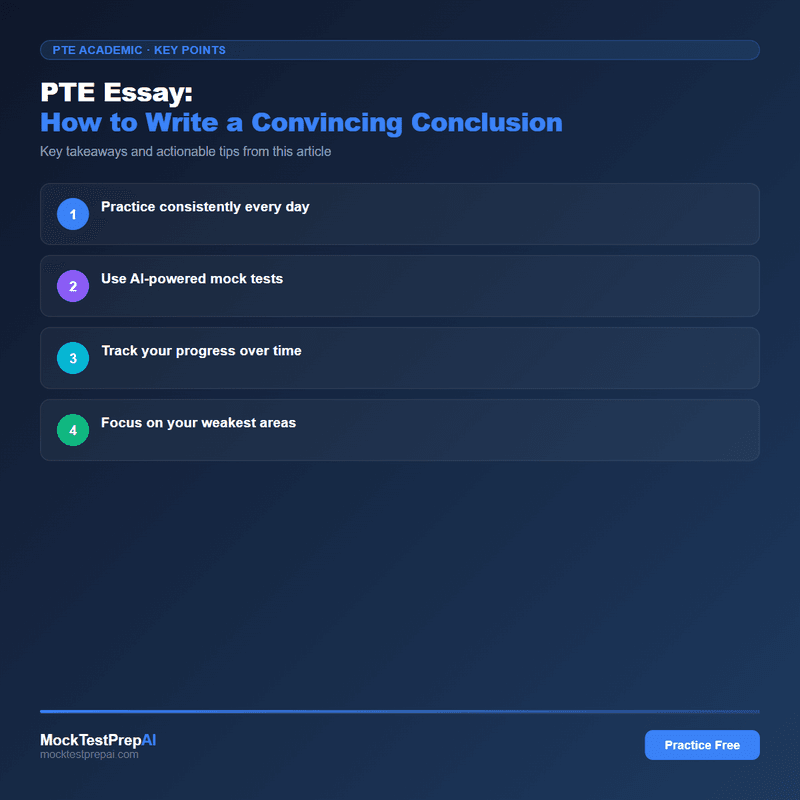 PTE Essay: How to Write a Convincing Conclusion infographic