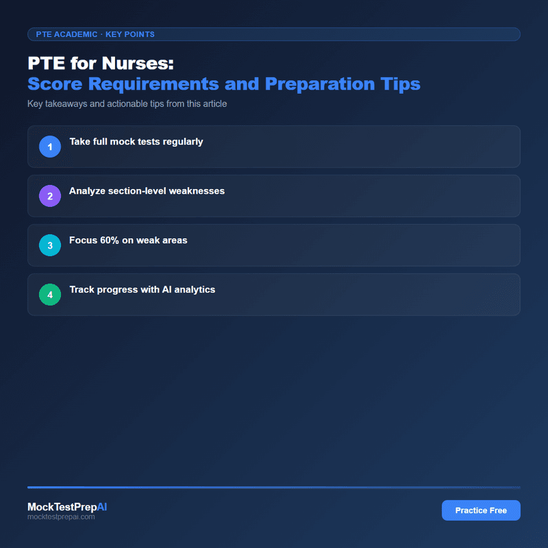 PTE for Nurses: Score Requirements and Preparation Tips infographic
