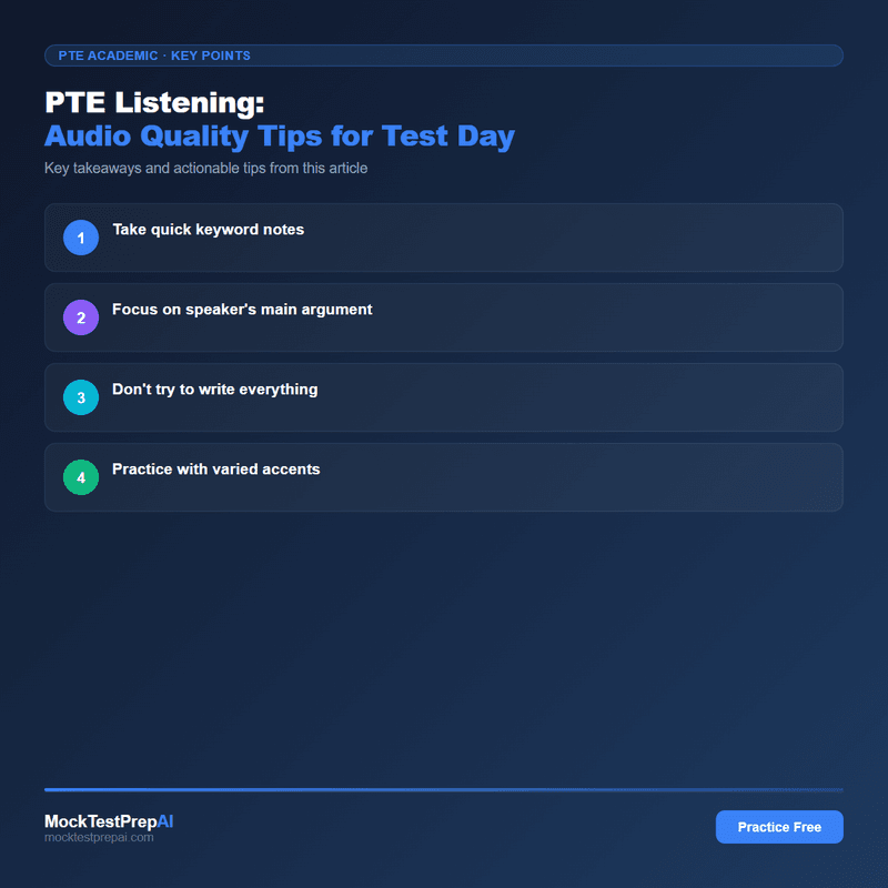 PTE Listening: Audio Quality Tips for Test Day infographic