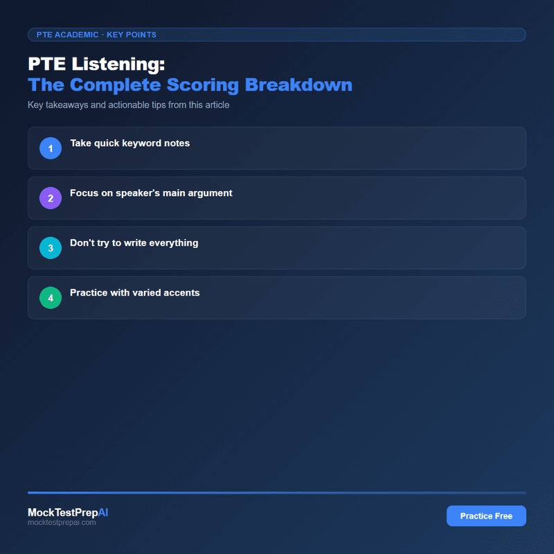 PTE Listening: The Complete Scoring Breakdown infographic