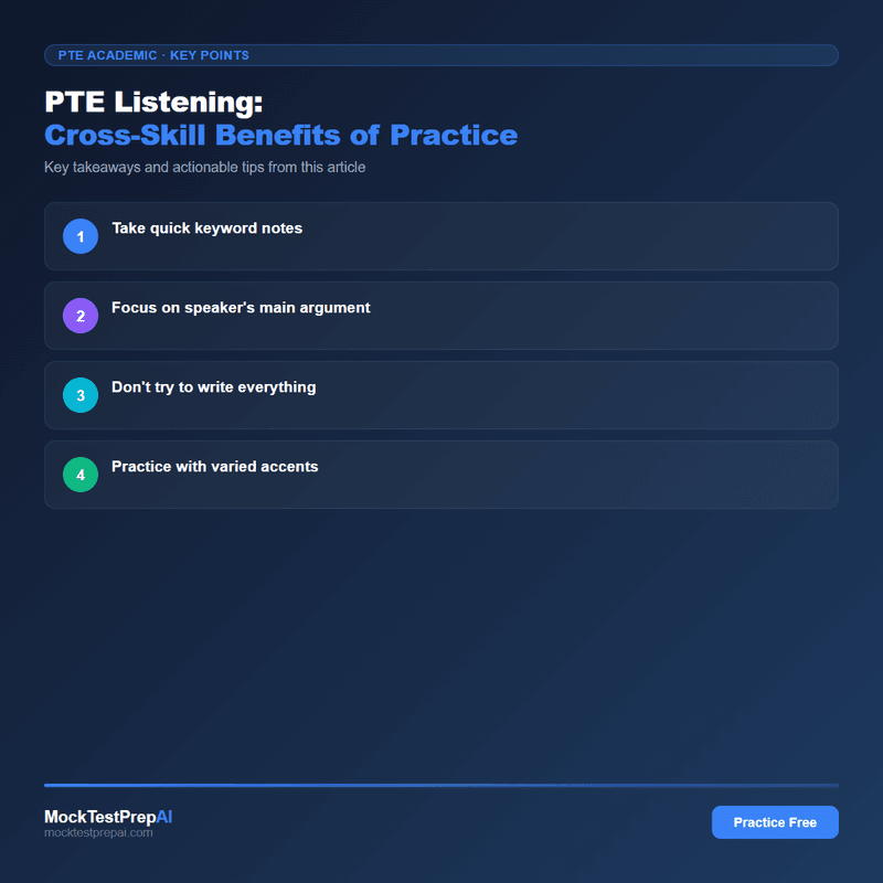 PTE Listening: Cross-Skill Benefits of Practice infographic