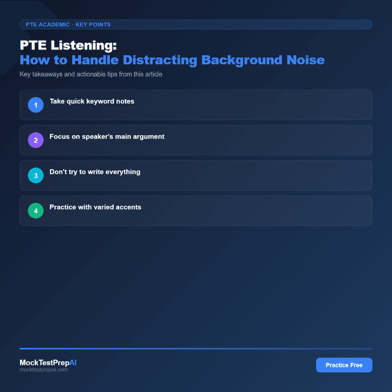 PTE Listening: How to Handle Distracting Background Noise infographic