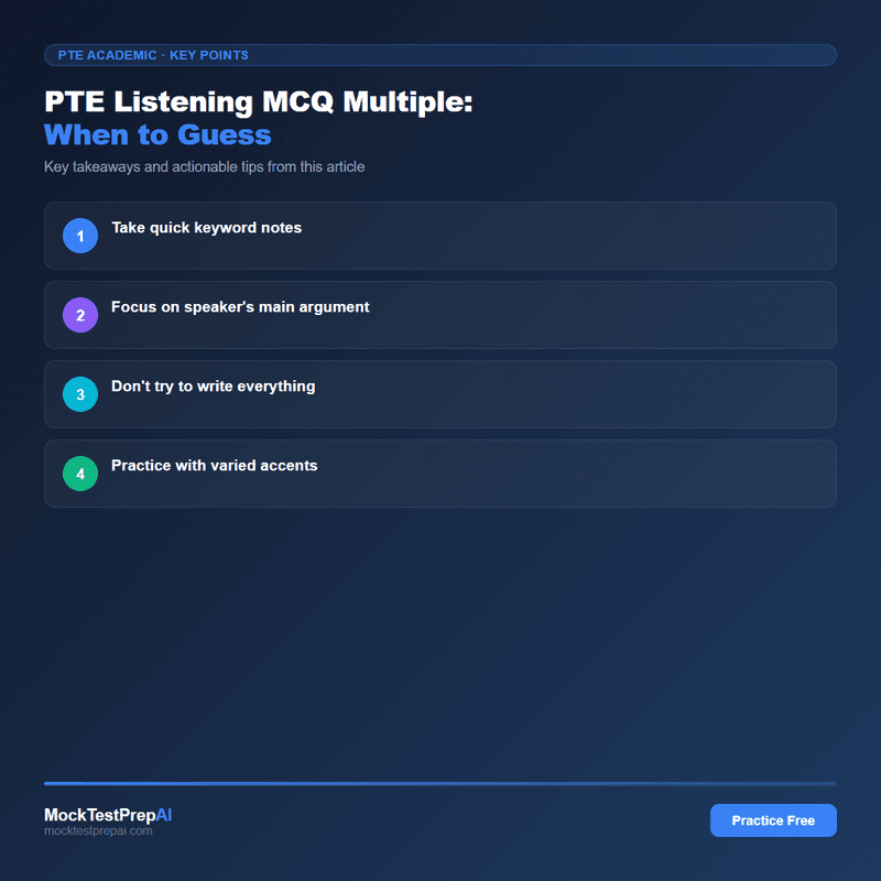 PTE Listening MCQ Multiple: When to Guess infographic