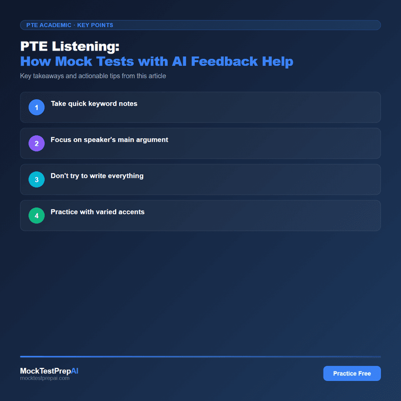 PTE Listening: How Mock Tests with AI Feedback Help infographic