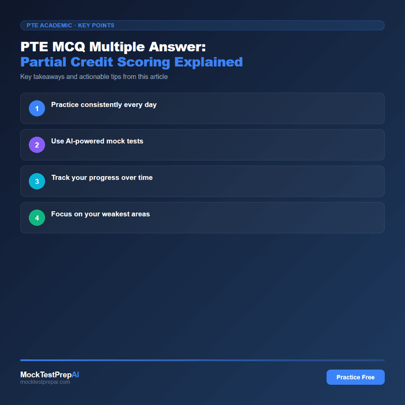 PTE MCQ Multiple Answer: Partial Credit Scoring Explained infographic